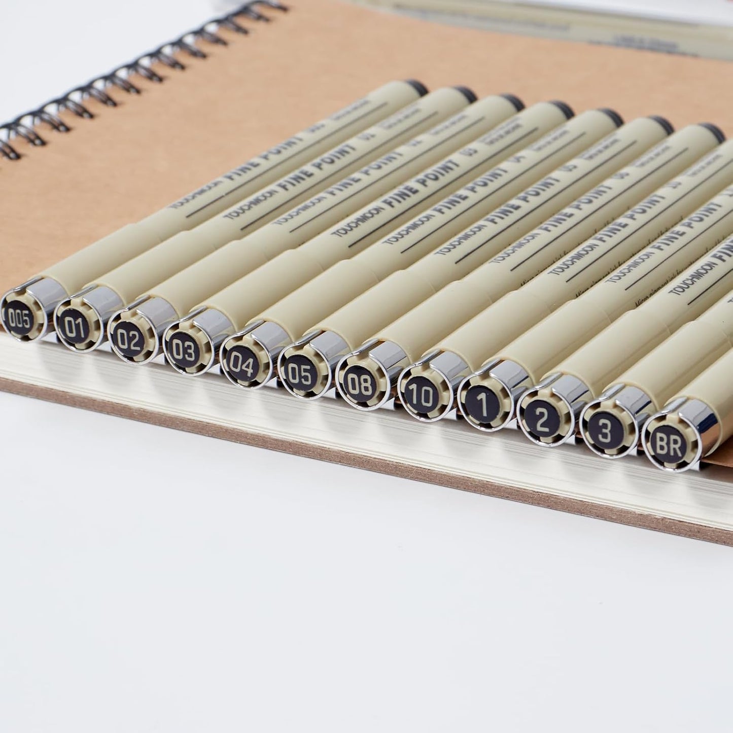 12 Pack Fineliner Drawing Pens – Black Waterproof Micro Line Ink Pens with Assorted Tip Sizes (005 to BR) for Manga, Sketching, Journaling & Technical Illustration