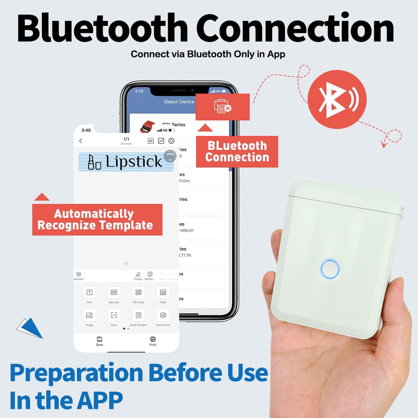 D110-M Label Maker Sticker Machine-Thermal Label Printer Inkless Portable Bluetooth Label Sticker Maker, Mini Bulk Printer for Business Home Office Compatible iOS Android USB Rechargeable-Green