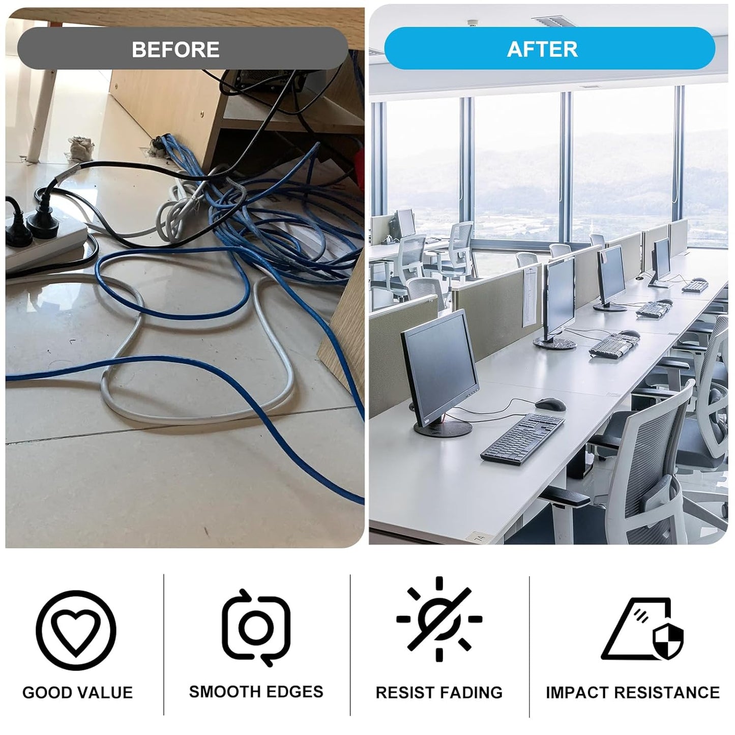 1" White Desk Grommet, JTemgle Flexible Cable Grommet Cross Rubber Cable Hole Cover Wire Organizer Caps Desktop Cord Management for Home Office TV Stands Tabletops, 10 Pieces