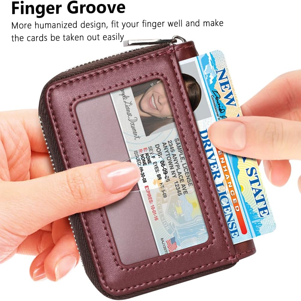 FurArt Zipper Wallet Women, RFID Blocking Credit Card Wallet, Business Card Holder, Compact Size KeyChain Wallet