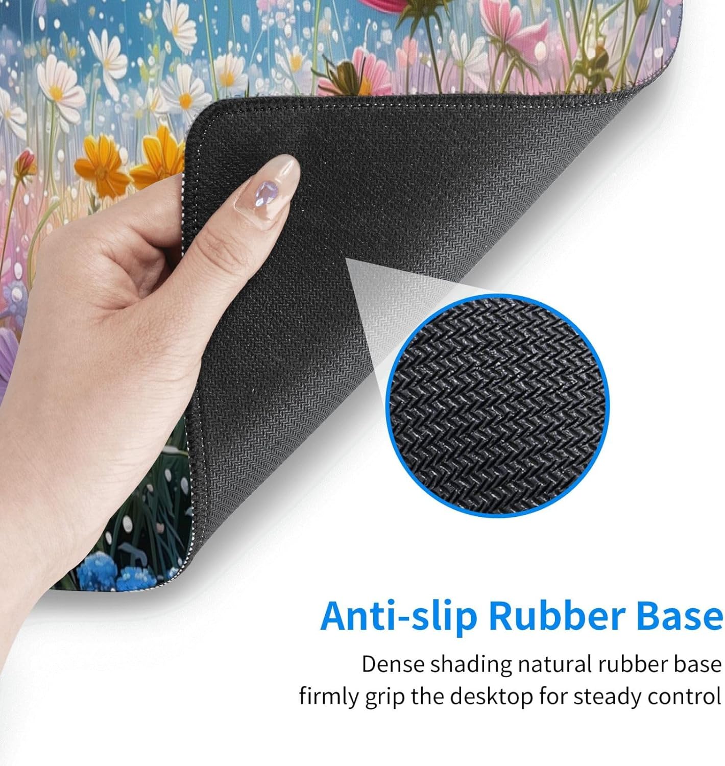 Gaming Mouse Pad Desk Pad,Extended Big Mouse Pad,31.5x11.8 Inch Long Computer Keyboard Mouse Mat Mousepad with 3mm Non-Slip Base and Stitched Edge for Gaming and Office… (Flowering shrubs)