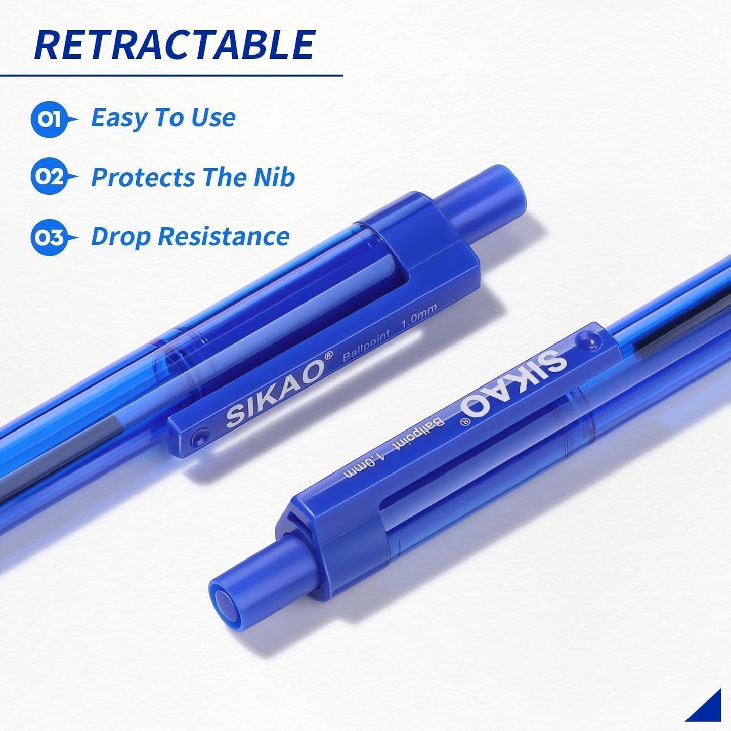 Blue Pens | 60 Pack Retractable Ballpoint Pens Multipack | Blue Ink Medium Point 1.0mm | Smooth Writing Ball Point Pens | School Office Supplies, Box of Pens Bulk (Blue Ink)