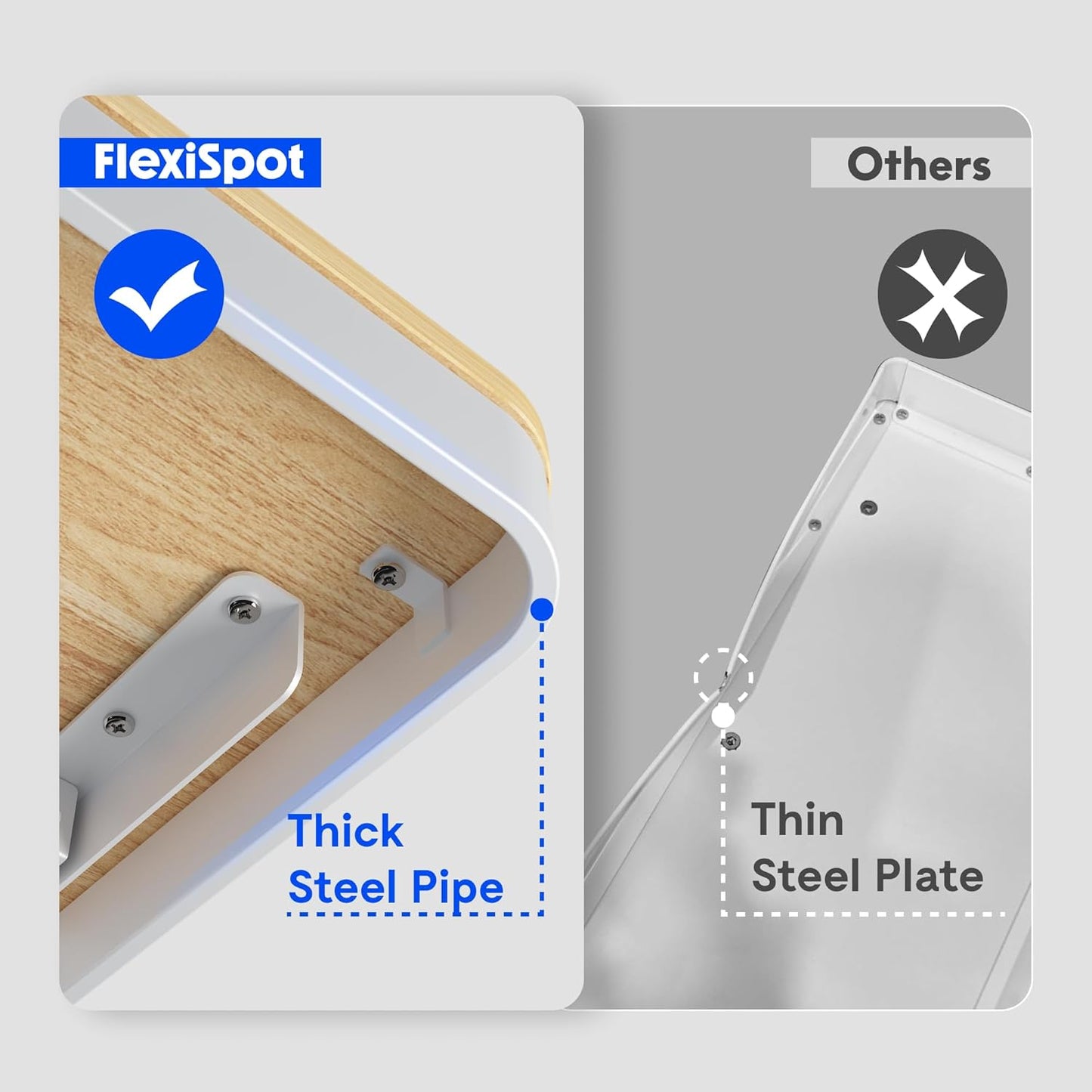 FLEXISPOT Comhar Electric Standing Desk with Drawer Desktop & Adjustable Frame w/USB Charge Ports (Bamboo Texture/White, Wood)