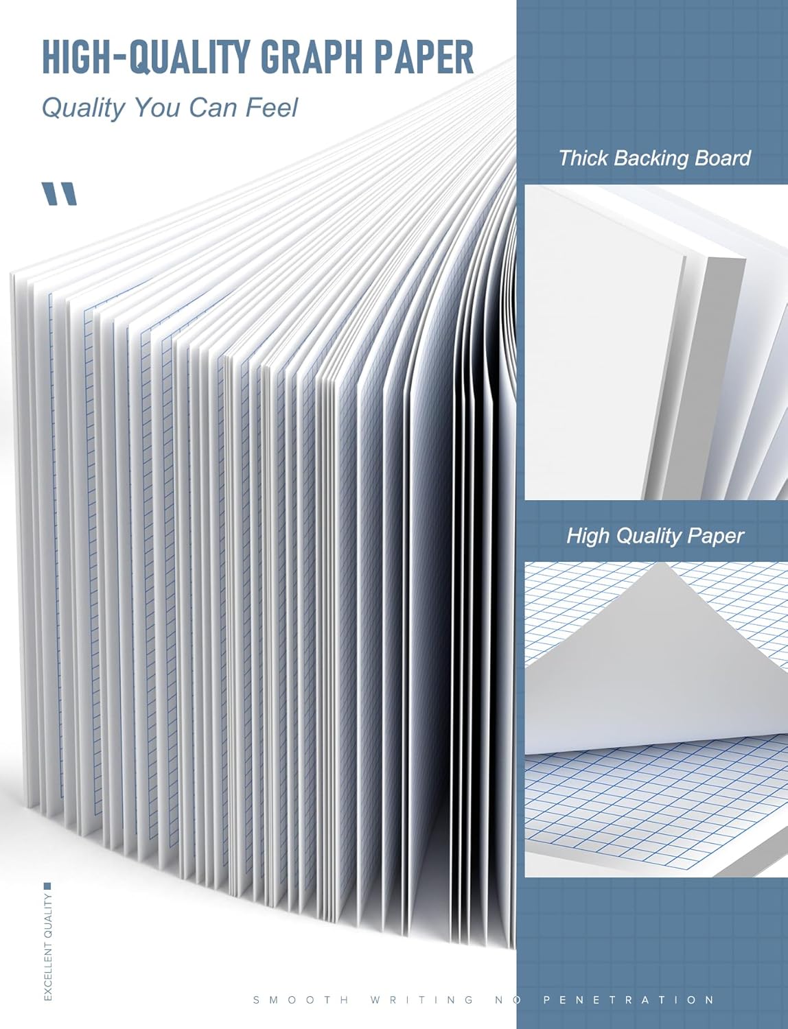 11x17 Large Graph Paper Pad, Top Glue Binding Grid Paper, 50 Sheets 1/4 Inch Graph Papers, 4x4 Quad Ruled Graphing Papers 11x17, Blueprint Quadrille for Drawings, Drafting