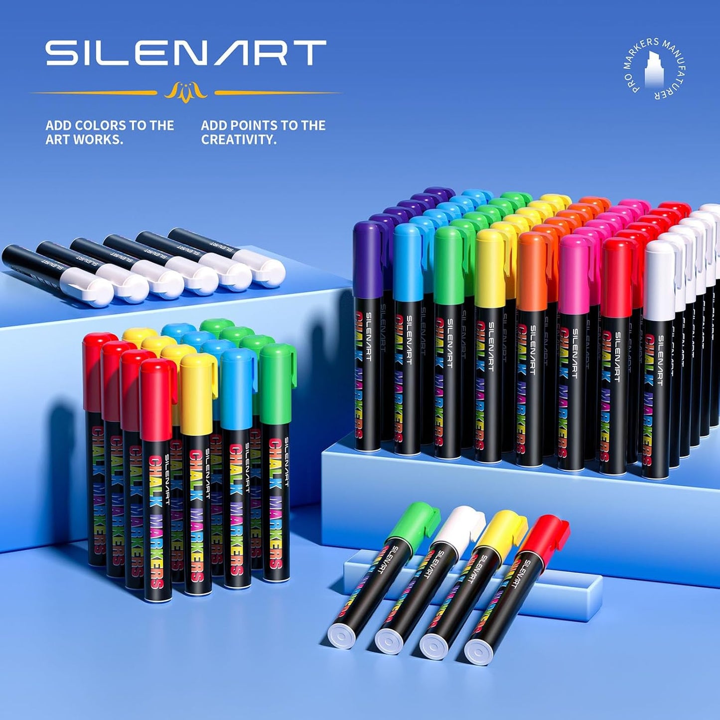 SILENART Orange Chalk Markers 2 Pack - Orange Dry Erase Markers Pen - Liquid Chalk Markers for Chalkboard, Window, Glass, Mirror, Blackboard