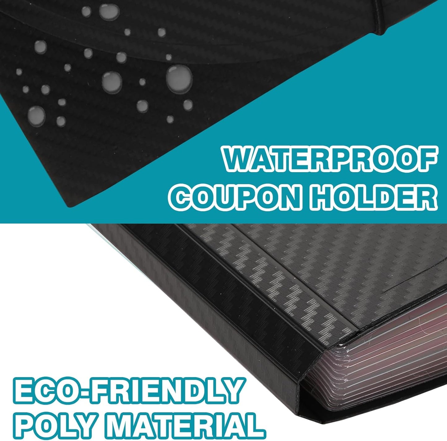 H4D Check Size 13 Pocket Expanding File Folder, Accordion File Organizer Wallet Case for Coupon Receipt Storage, 10 x 5.5 inches, Black