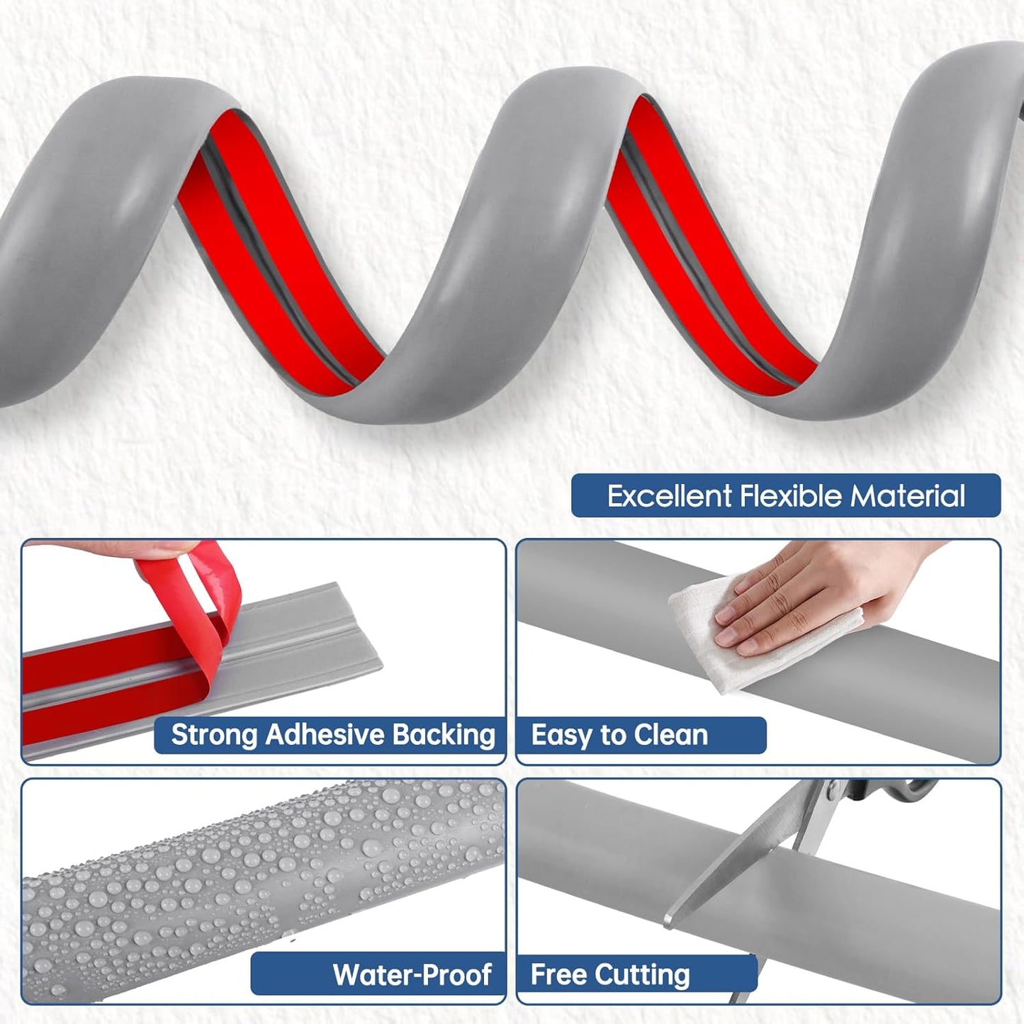 Floor Cord Cover for Wires on Floor Self Adhesive Cord Hider Floor Cable Management Wire Covers for Cords Protector Prevent Cable Trips Cord Cavity W 0.59" x H 0.31", Gray, 3.3Ft