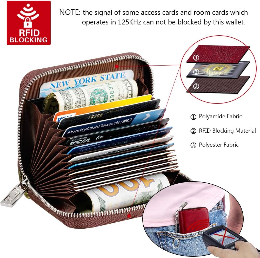 FurArt Zipper Wallet Women, RFID Blocking Credit Card Wallet, Business Card Holder, Compact Size KeyChain Wallet