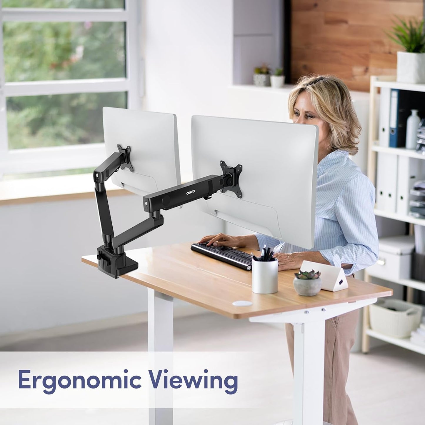 Dual Monitor Mount for Desk, Heavy Duty Dual Monitor Stand for 17 to 35 inch Ultrawide Monitors Holds 4.4 to 26.4 lbs Screen, Height Adjustable Monitor Arm for Gaming, Home, Office, VESA Mount, Black