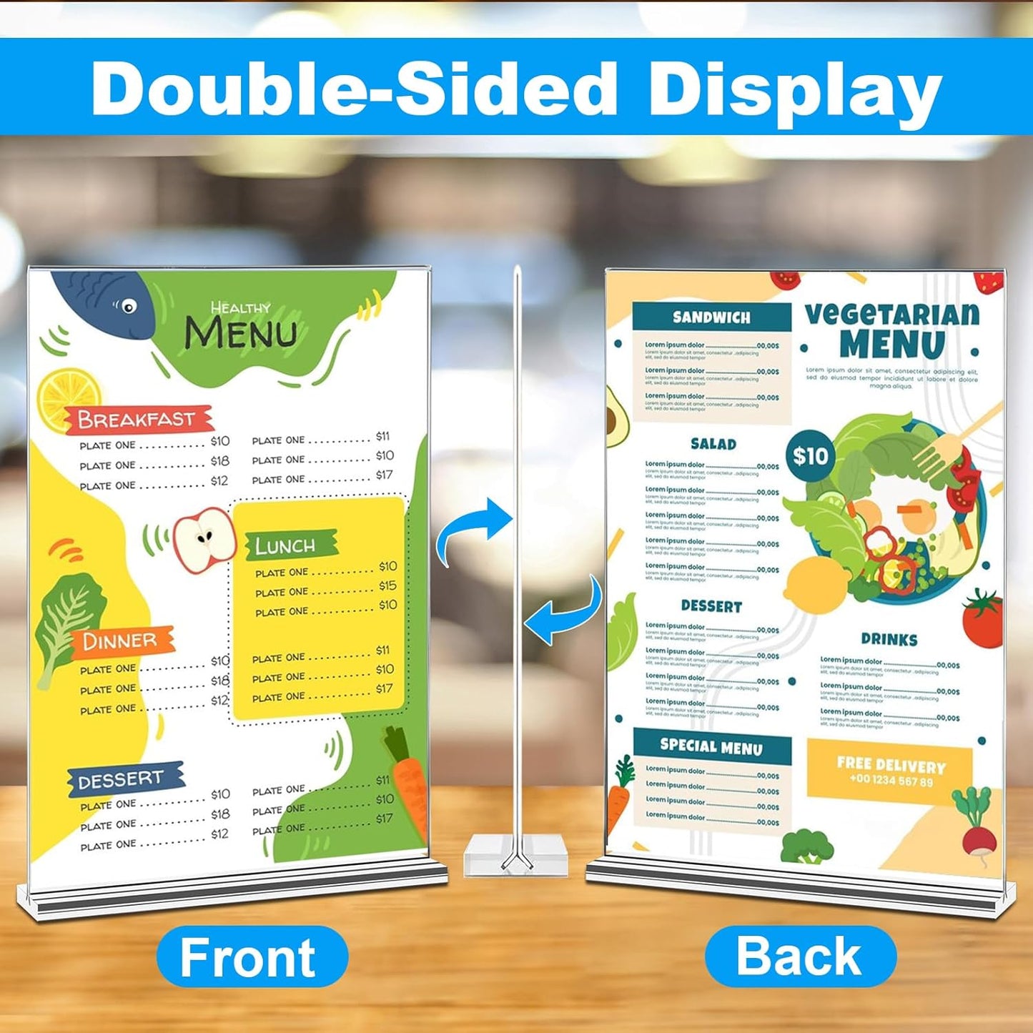 EHWINE 24 Pack Acrylic Sign Holder 4x6, Double-Sided Stand up Table Top Sign Holders, Clear Acrylic Picture Frame Paper Holder Display Stand for Office Business Store Wedding Party