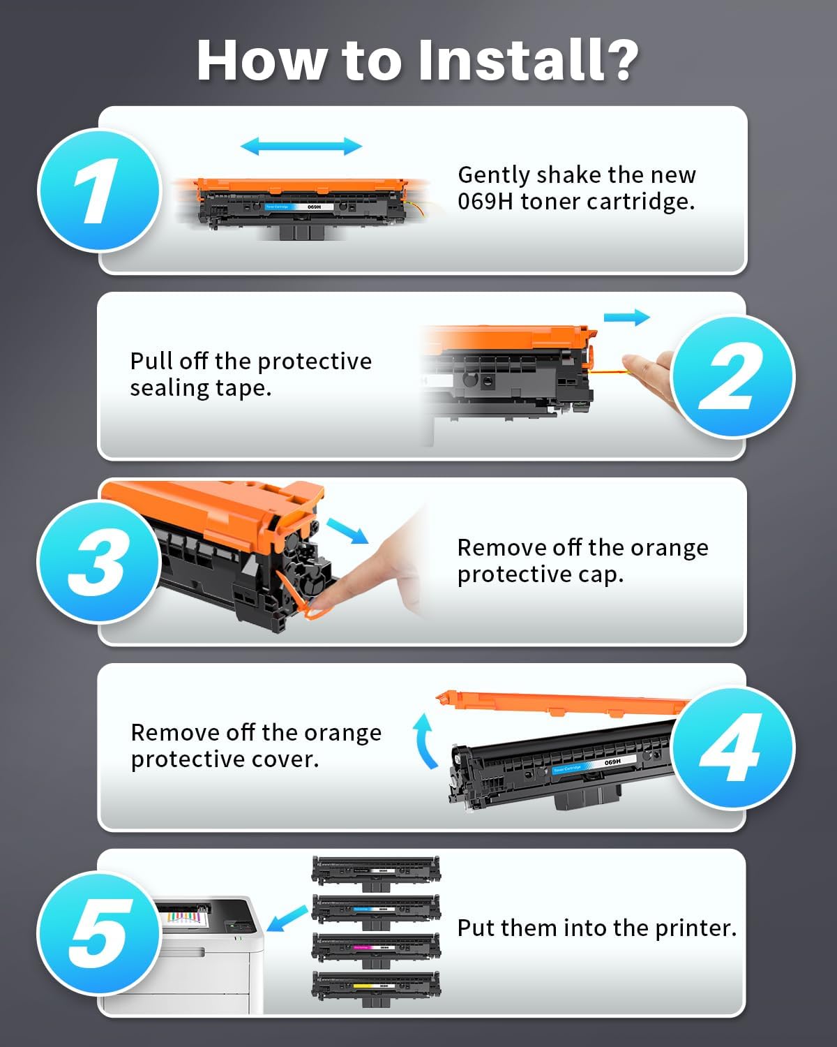 069H 069 Toner Cartridge Set Compatible Replacement for Canon 069H 069 Toner for Canon MF753Cdw Toner Cartridges imageCLASS MF751Cdw MF752Cdw LBP674Cdw LBP673Cdw Printer High Yield (4 Pack, B/C/M/Y)