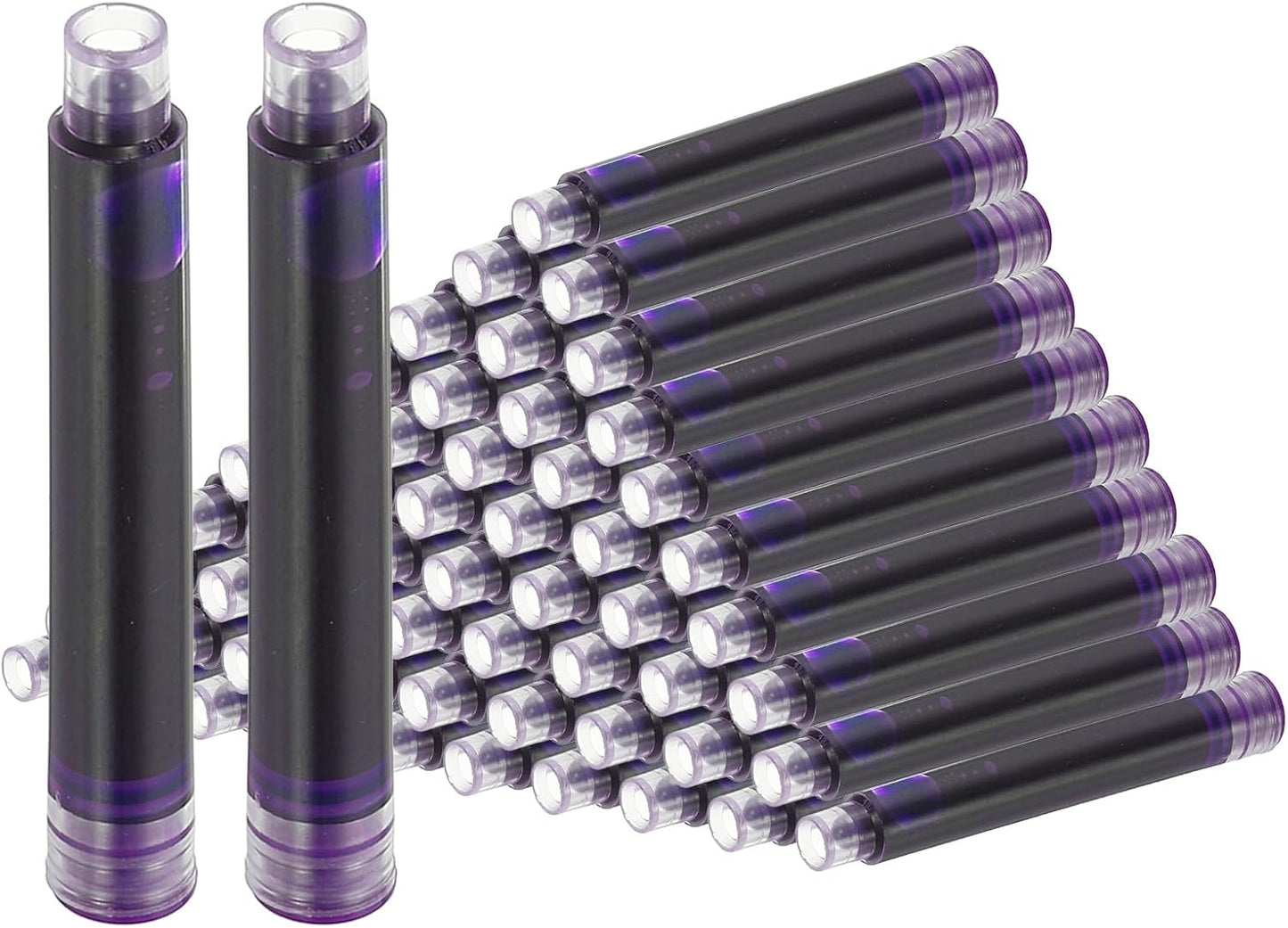PATIKIL 60Pcs Fountain Pen Ink Cartridges, 3.4mm Bore Diameter Pen Ink Refill Standard International Refill Cartridges for Writing Business, Purple