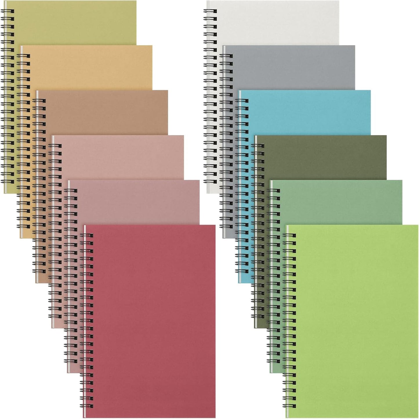 Fuutreo 12 Pcs Spiral Notebook for Work A5 8.3 x 5.7 Inch College Ruled Spiral Journal Notebook Kraft Cover Ruled Paper, 12 Color, 60 Sheets, 120 Pages for Office School (Jewel Color)