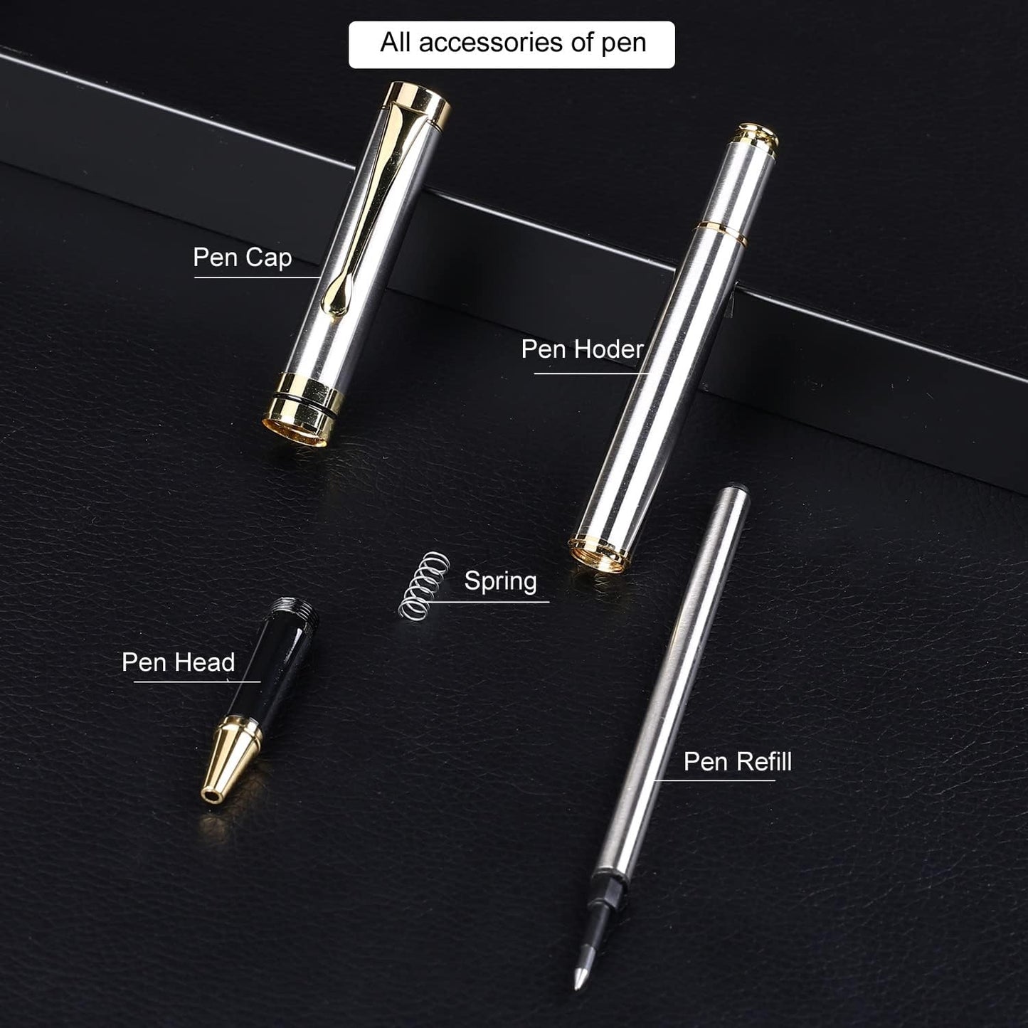 YIVONKA Luxury Ballpoint Pens Best Ball Pen Gift Set for Men & Women Professional Executive Office Nice BallPens Classy Gift Box Ballpoint Black Refill Line width 0.5mm (Silver)