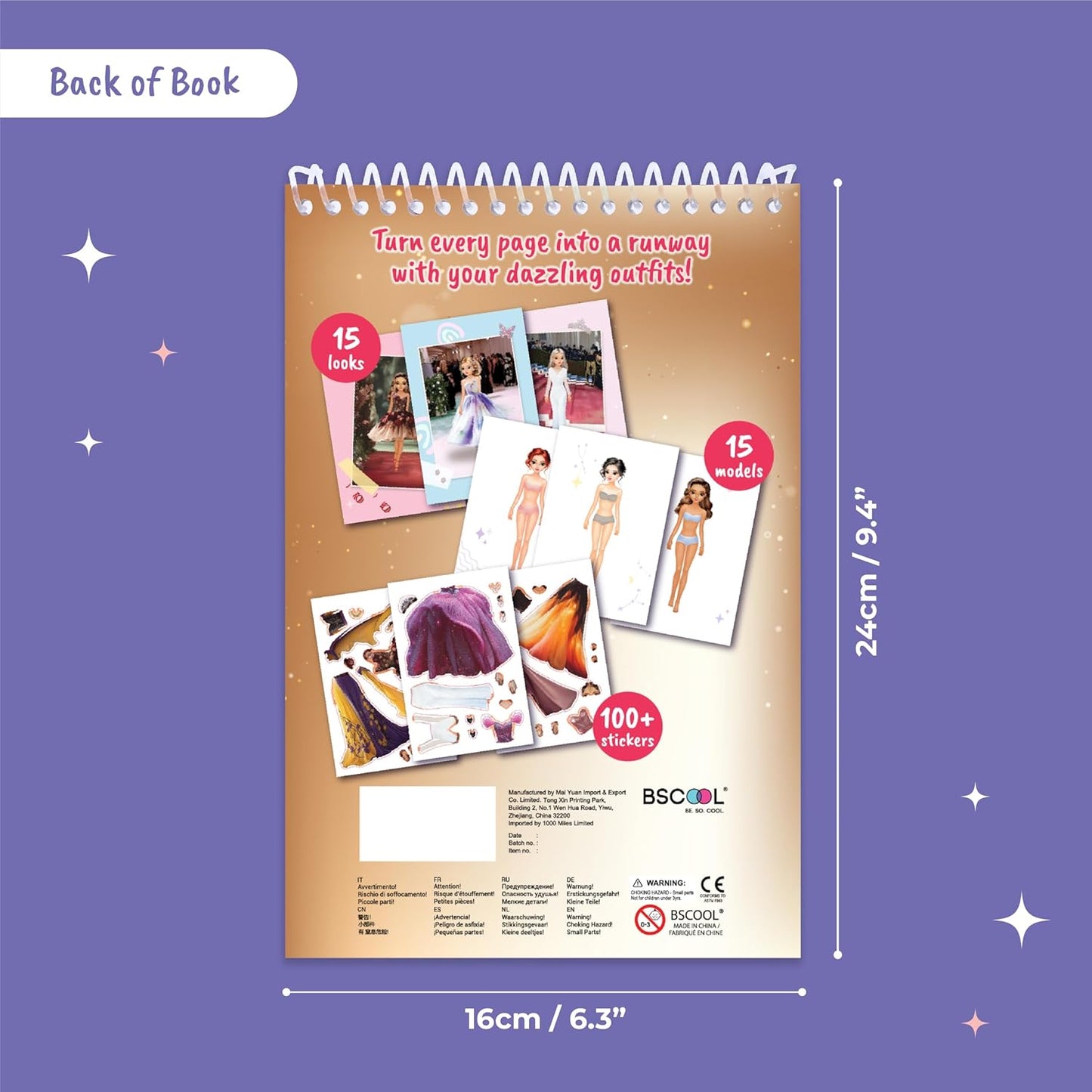 Fashion Glamour Sticker Dress Up Activity Book, 100+ Removable Stickers