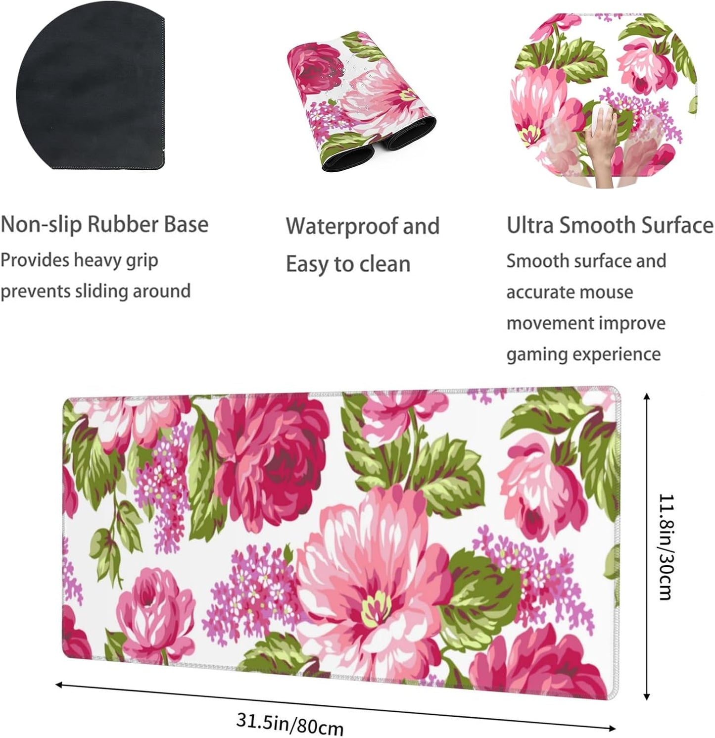 Poodle Large Gaming Desk Mat,Rubber Non-Slip Cute Dog Mouse Pad,31.5x11.8x0.12in Extended Multiple Colors Puppy Mousepad,Game Lover Mice Pads Gifts,Office Home Deskmat Decor