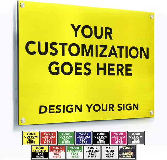 Custom Metal Signs, Personalized Aluminum, Customized Safety, Business Signs, Waterproof Outdoor, White Aluminum (Yellow Background, 10x7 In)