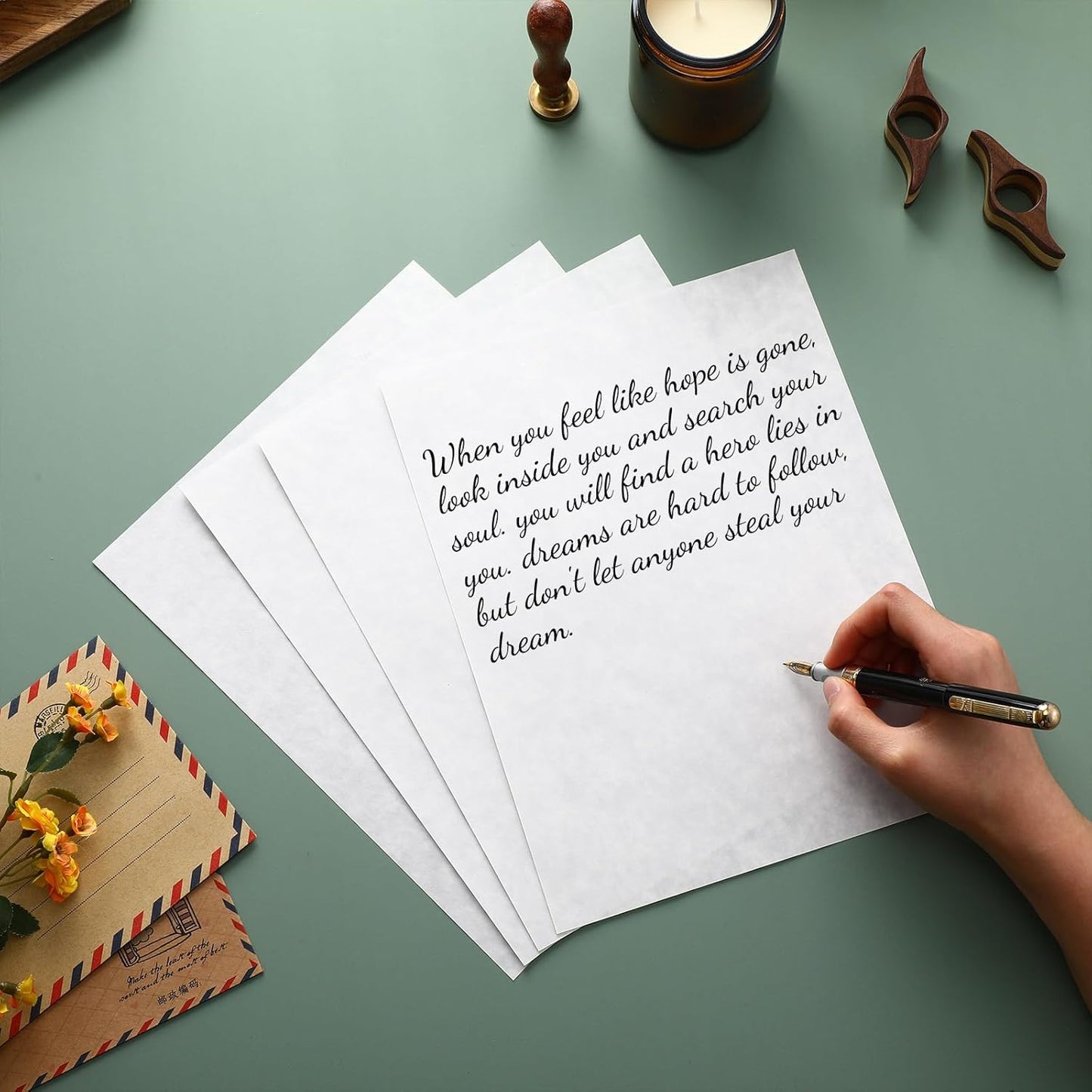 Epakh 150 Pcs Old Age Parchment Paper 8.5 x 11 Inch Standard Letter Vintage Colored Old Parchment Semblance Double Side Printing Paper (Blue)