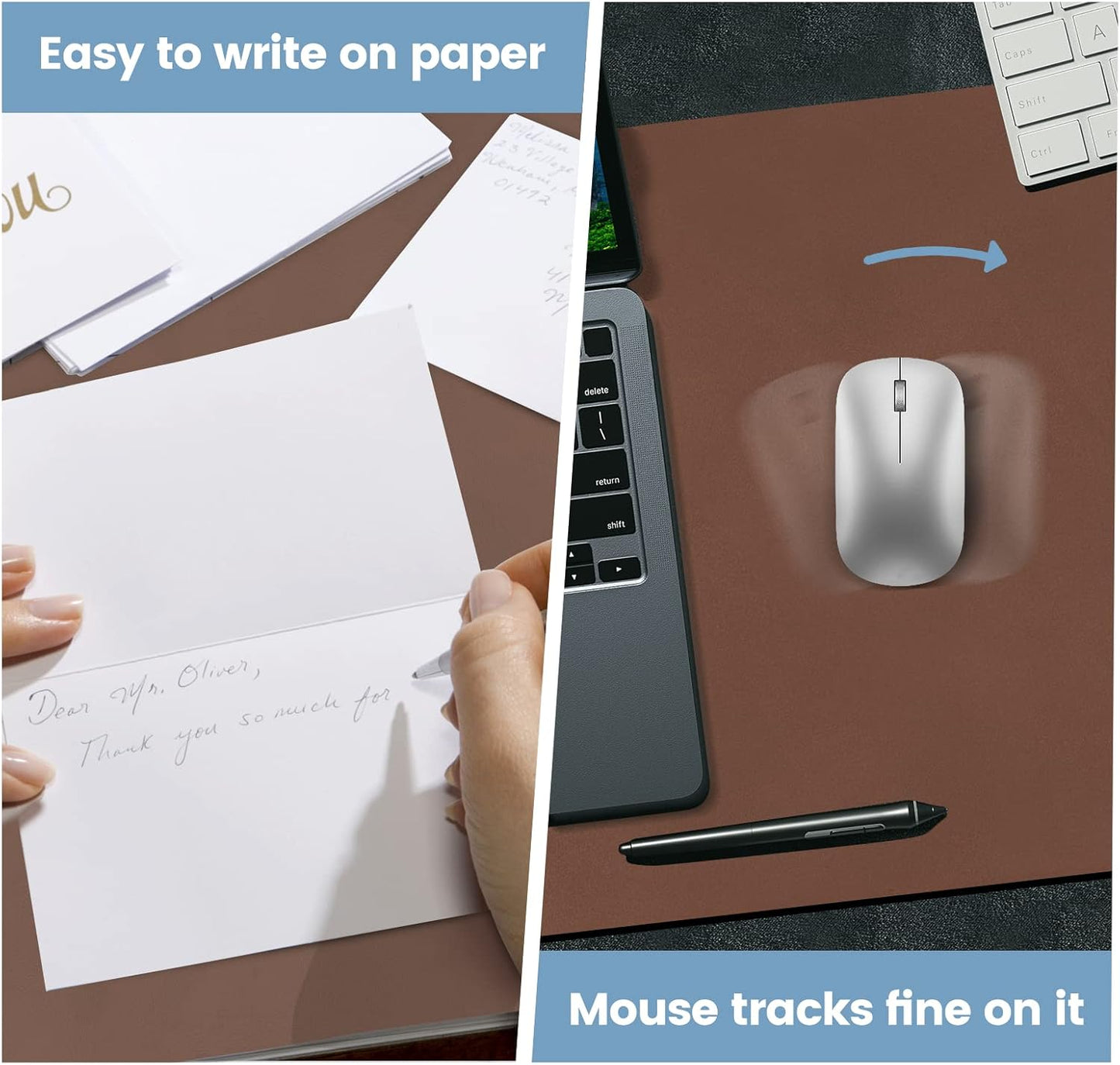 Desk Mat Wireless Charging Mouse Pad Large 32x16 Journey Desk Pad Mat with Wireless Charger Waterproof Leather Computer Mat with Phone Charger Mousepad Non-Slip for Keyboard and Mouse