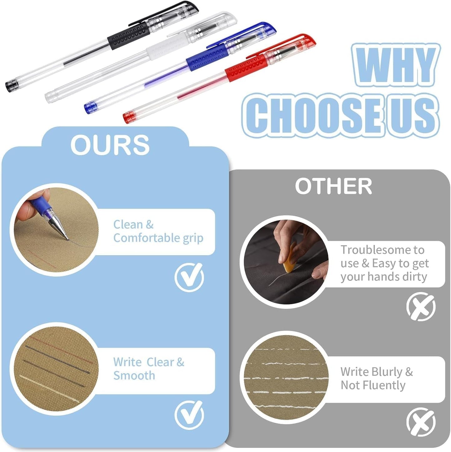 12 Pcs Heat Erasable Pens for Fabric with 96 Refills, Fabric Marking Pens for Sewing, Quilting, Embroidery, Dressmaking, Tailors Sewing Chalk Pencils