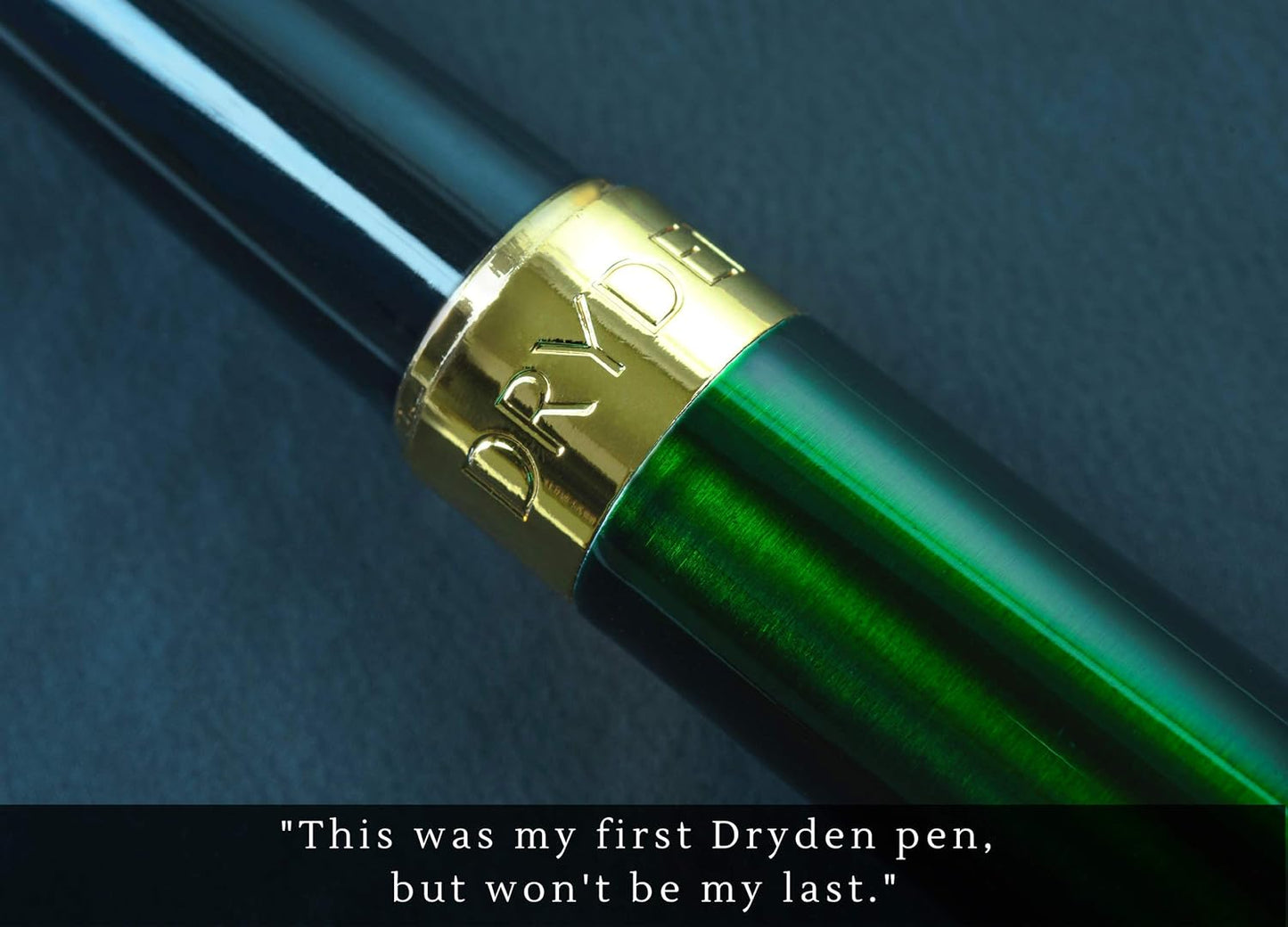 Dryden Designs Fine Nib Fountain Pen - Includes 24 Ink Cartridges - 12 Black and 12 Blue - Emerald Green - Smooth Elegant Writing with Fine Nib and Ink Converters