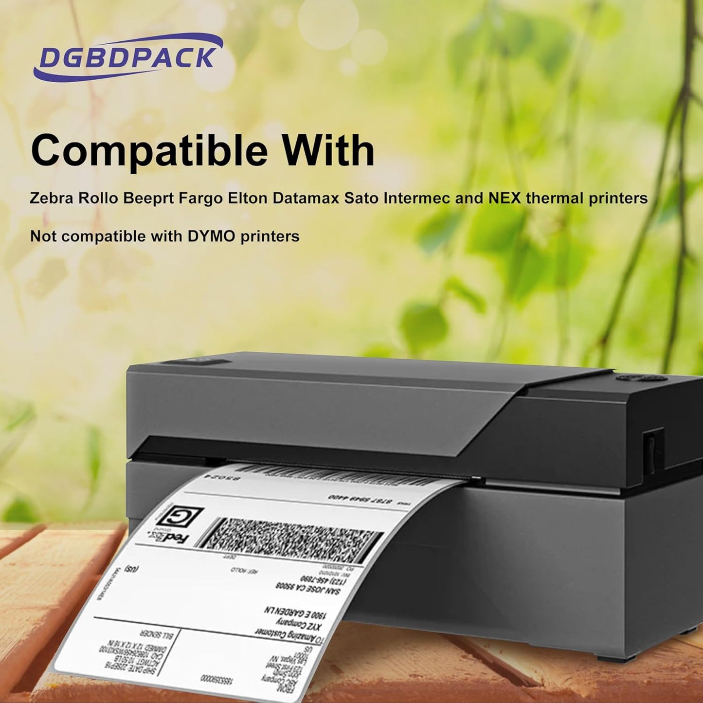 DGBDPACK Fanfold 4'' x 6'' Direct Thermal Shipping Labels 300 Labels/Stack Compatible with Zebra Rollo Beeprt Printer Ultra Adhesive