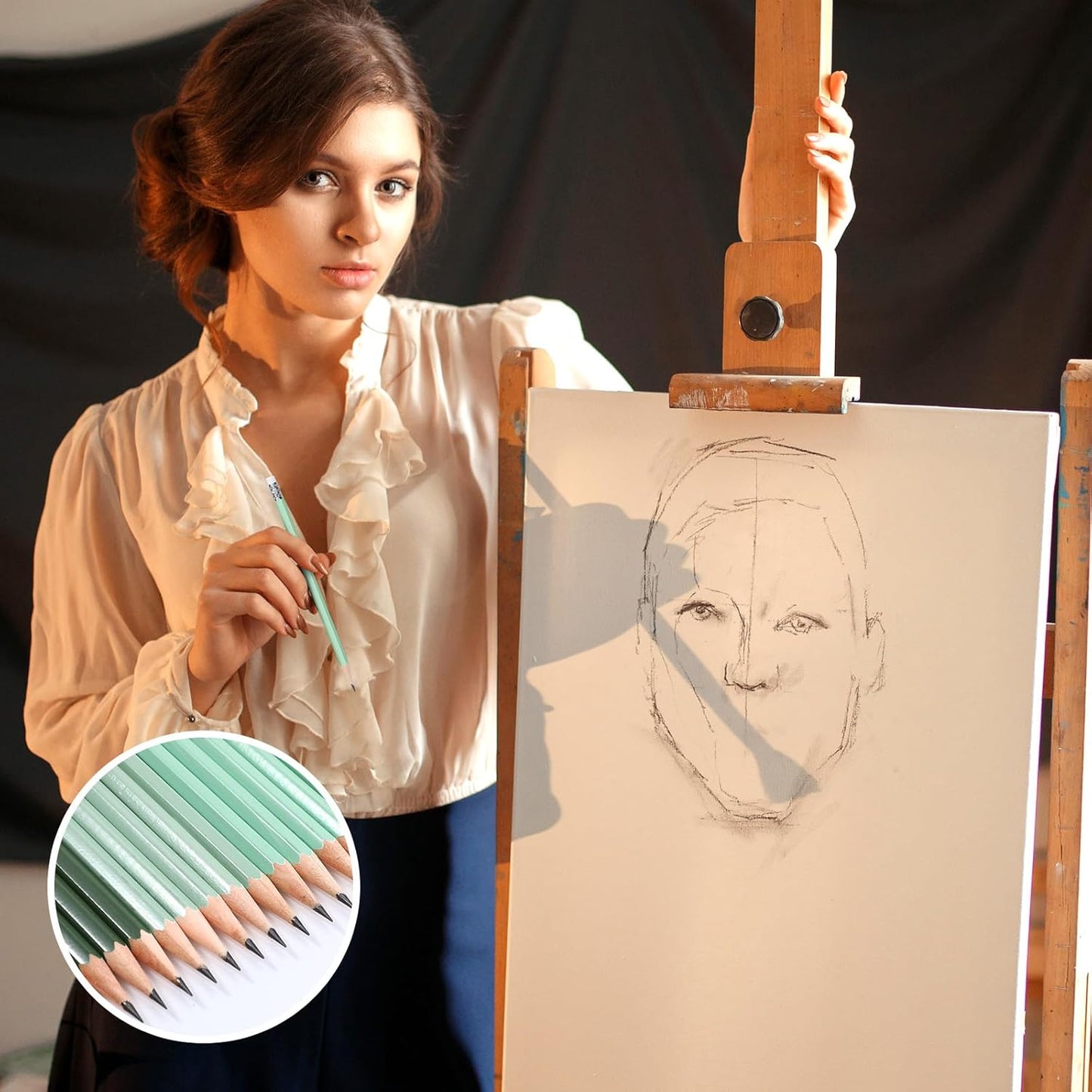 TecUnite 60 Pcs HB Pencils #2 Unsharpened Wood Cased Pencils with Eraser Hexagonal Pencil Cute Graphite No 2 Pen for Adults Gifts Exam School Office Sketching Learning(Green Series, White)