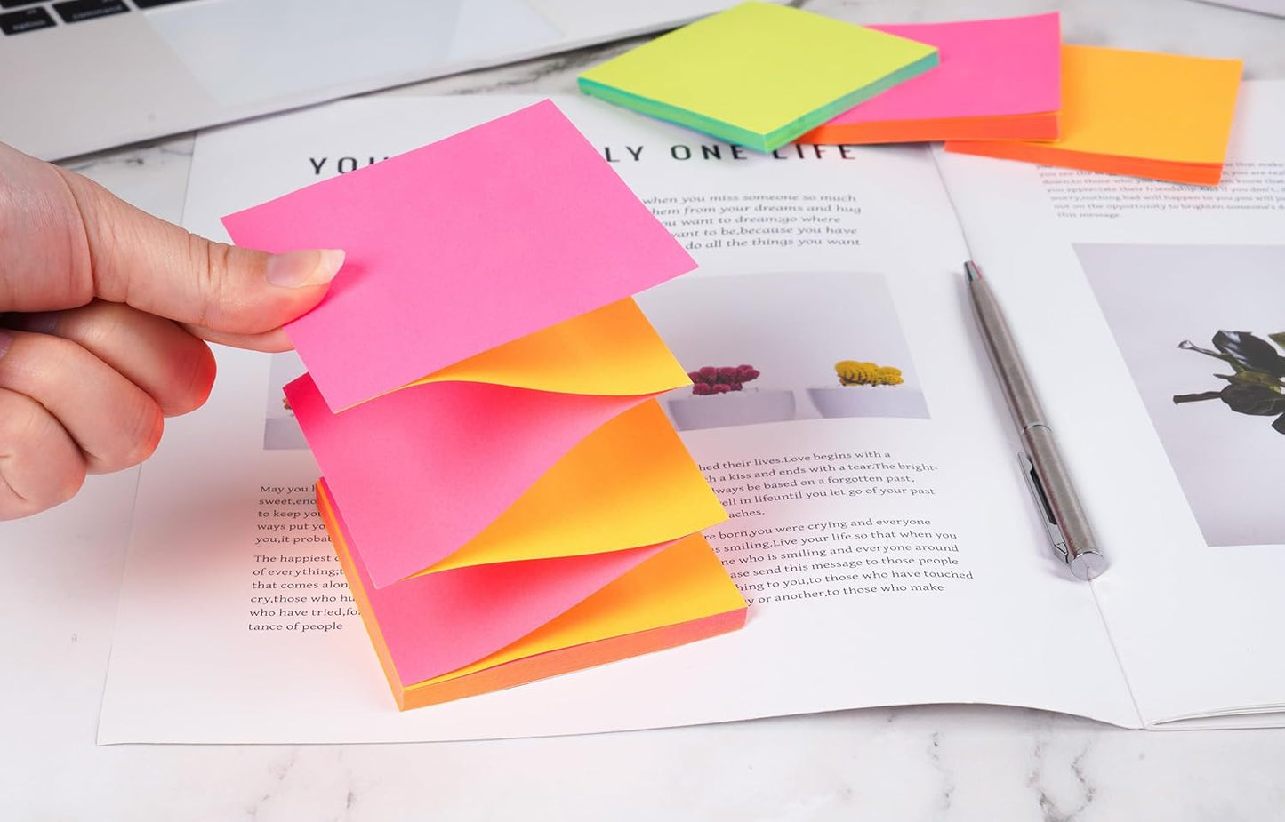 (18 Pads) Pop Up Sticky Notes 3x3 Refills, Alternating Color, Strong Adhesive Memo Pad Bulk, Suitable for Home, Office, School, Clean Removal