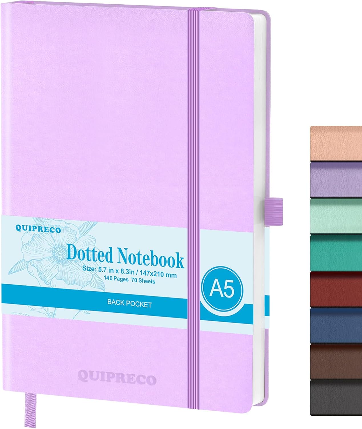 Hardcover Lined Bullet Dotted Journal Notebook, A5 140 192 Pages 100 120Gsm Paper College ruled for School,Work,Travel,and Daily Planning，5.7''*8.3'' (1, Lavender, A5 Dotted)