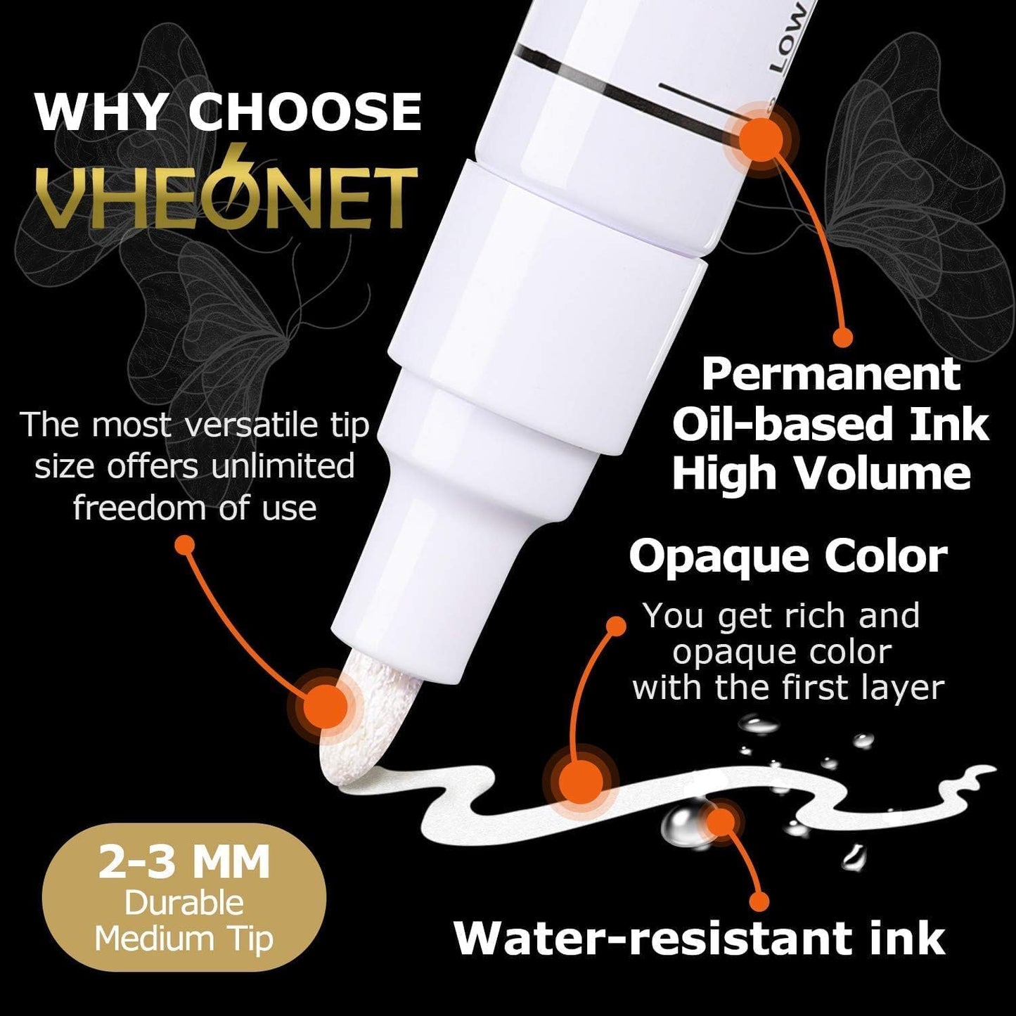 Green Paint Pens marking pens Permanent Markers - 6 Pack Oil Based Waterproof Markers for Tire, Rubber,Wood, Rocks, Metal, Canvas,Plastic, Dark Surface,Craft office Supplies,Medium Point