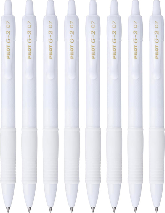 PILOT, G2 Edge White Premium Gel Roller Pens, Sensory Writing Experience, 8ct box, Fine Point 0.7 mm