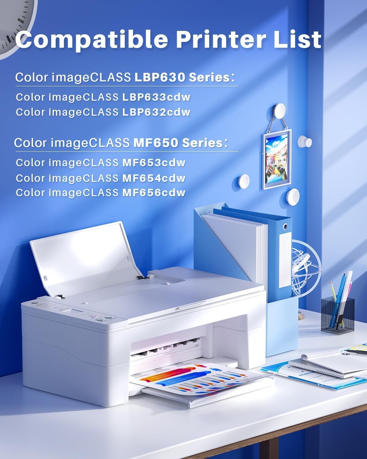 067H Toner Cartridge Set Compatible Replacement for Canon CRG-067H 067 Toner Work with imageCLASS MF654Cdw MF656Cdw MF653Cdw LBP633Cdw LBP632Cdw Printer (4 Pack,BK/C/M/Y)