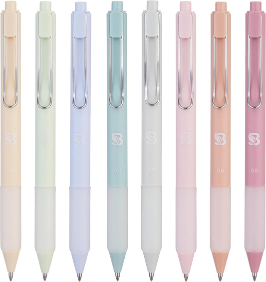 BLIEVE - Gel Pens Matte Finish, Smooth Writing, No Bleed - For Journaling, Bible Notes, Drawing - Cute School Supplies, 8 Pack (Pastel)