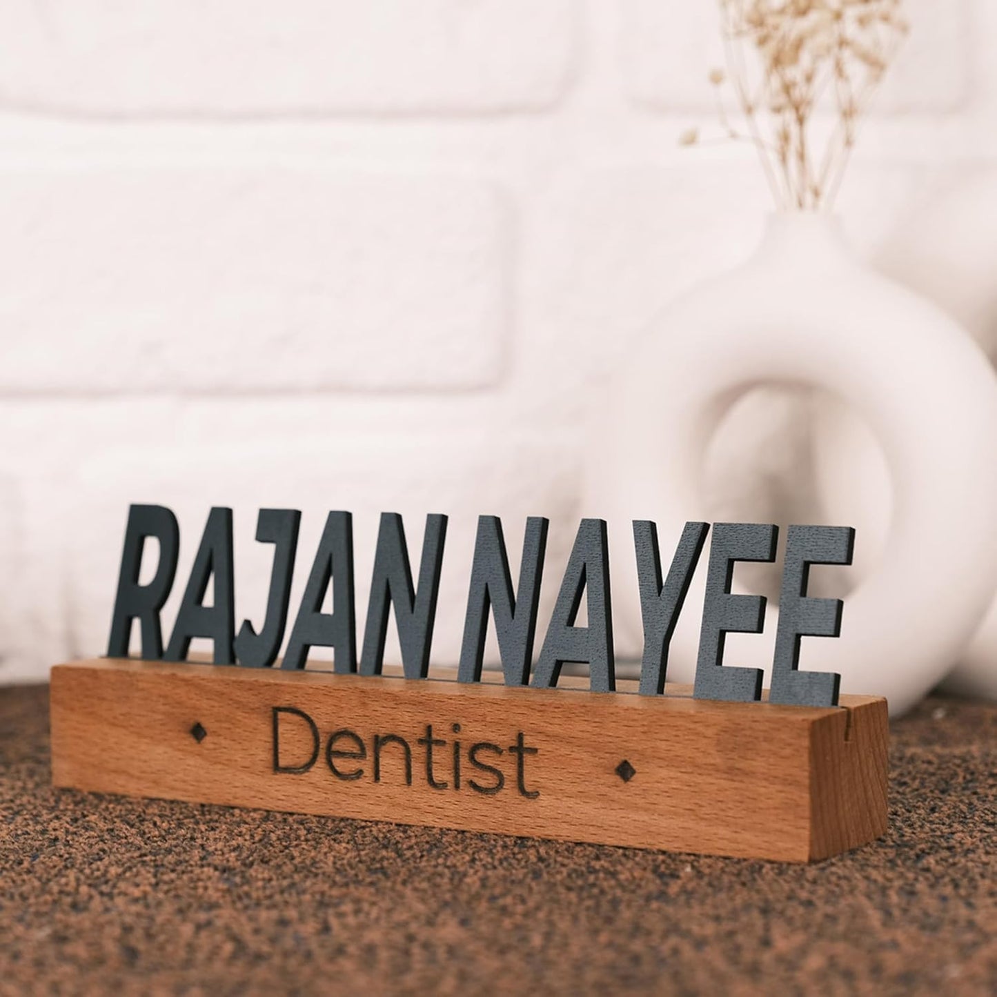 Custom Wooden Desk Name Plate with Natural Stand – Personalized Office Sign for Desk, Business Name Tag, Teacher Gift, Office Decor, Graduation or Co-Worker Gift