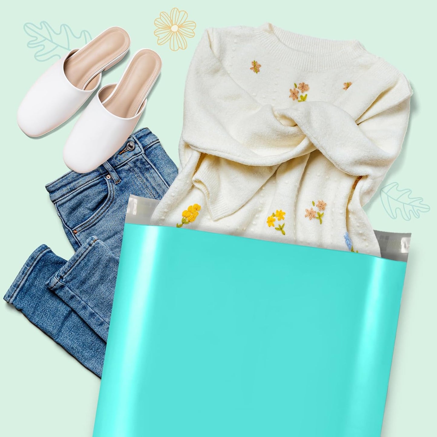 Fuxury 19x24 Inch 50 Pack Large Poly Mailers Shipping Envelopes,Self Adhesive Mailers Poly Shipping Bags for Clothing,Waterproof and Flexible Packaging Bag for Small Business(Teal)