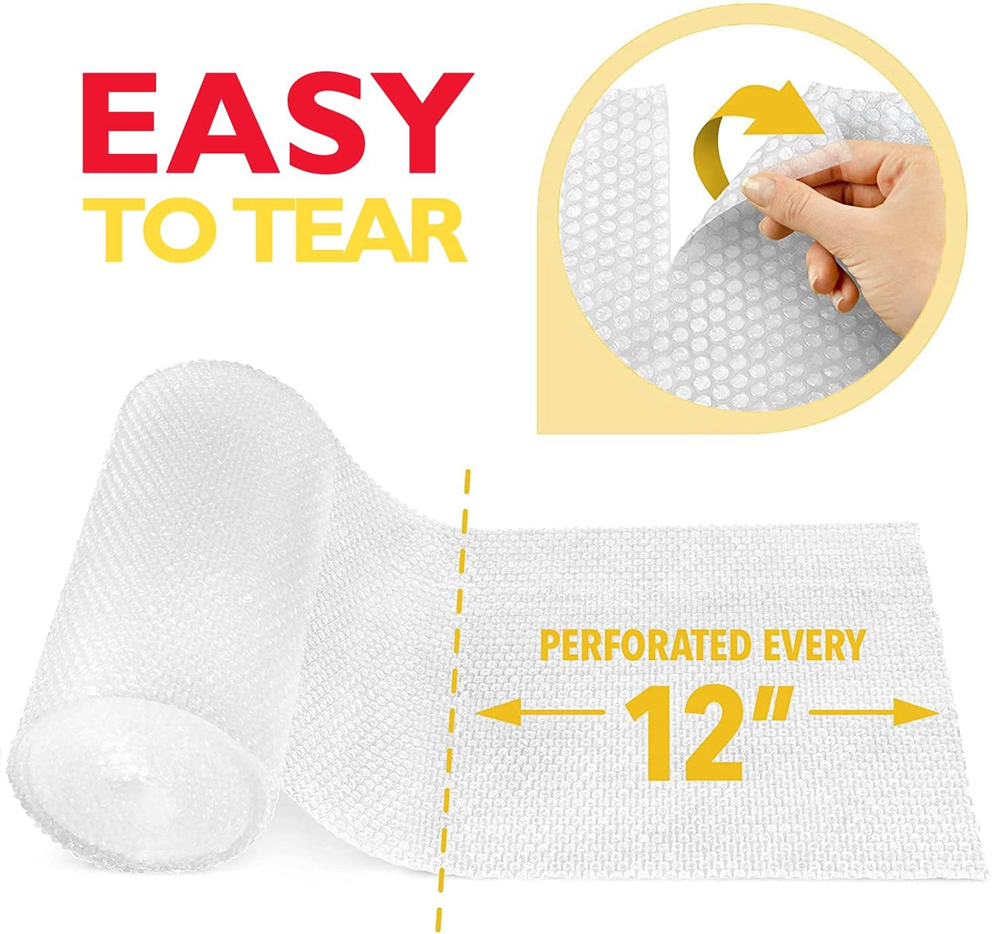 12 inch x 20 ft Bubble Cushioning Wrap, Perforated Every 12" Protective Packing Moving & Shipping Supplies for Boxes & Fragile Items