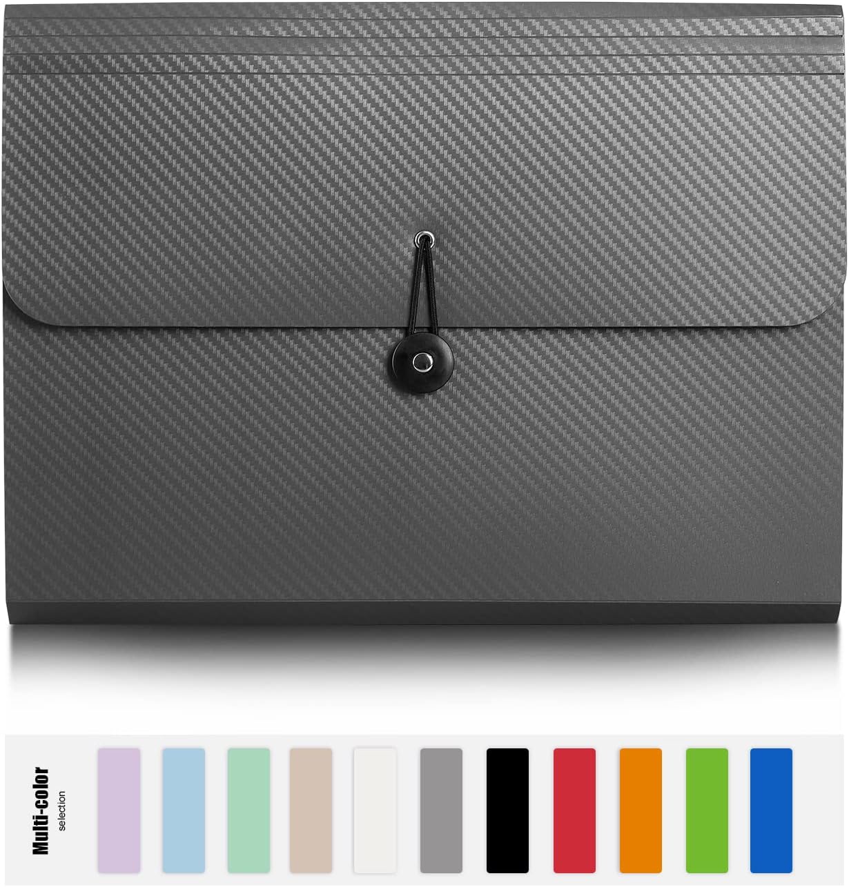 Expanding File Folder, File Organizer,13 Pockets, Grey, File Organizer Accordion Filing Folder for Documents, Aesthetic Paper Organizer Folder for Work, School, Home, Office