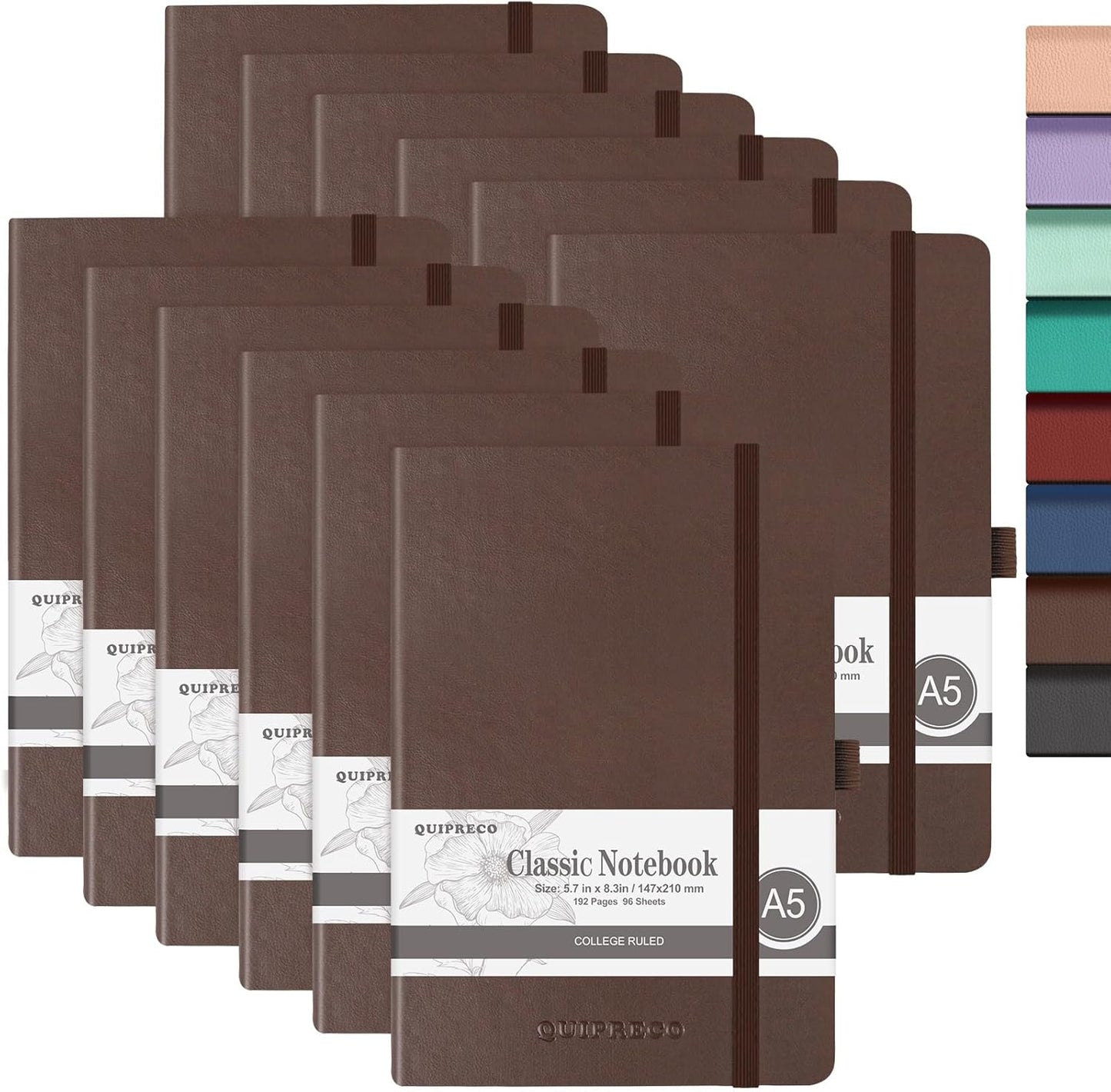 Hardcover Lined Bullet Dotted Journal Notebook, A5 140 192 Pages 100 120Gsm Paper College ruled for School,Work,Travel,and Daily Planning，5.7''*8.3'' (12, Brown, A5 Lined)