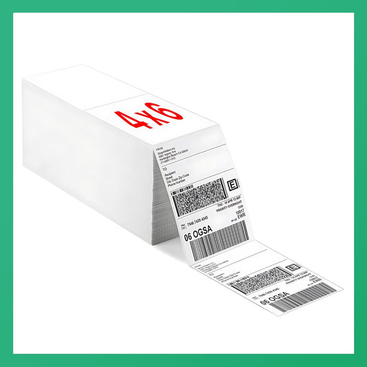 Fanfold [4 x 6 inch] x [3000 Labels] Thermal Stack Direct White Strong Adhesive Perforated Postage Shipping Printer Compatible with Zebra SNBC Epson Rollo (3000 Labels, Fanfold)