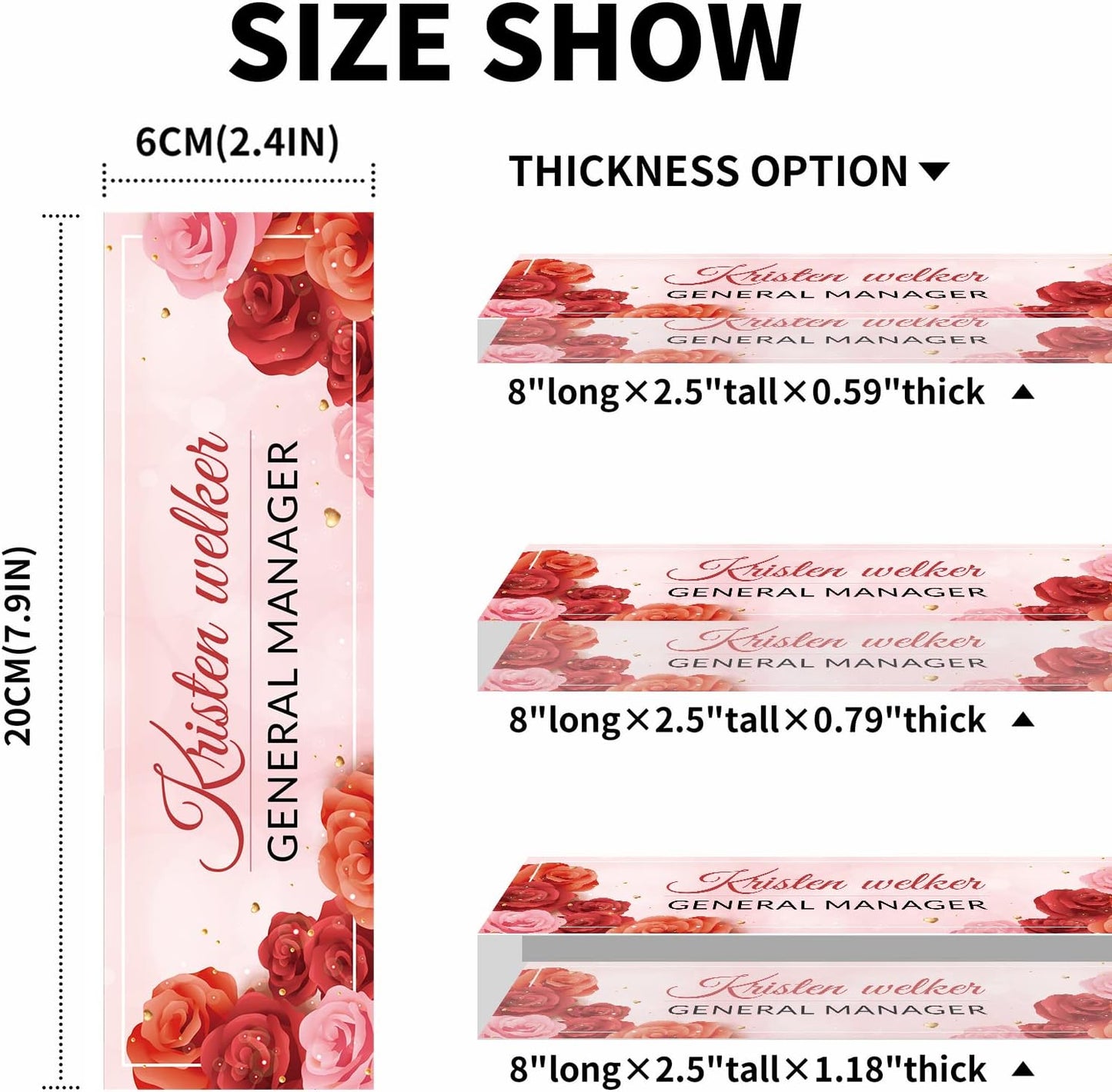 Desk Name Plate Personalized, Premium Rose Acrylic Desk Name Plate, Personalized Name Plate for Desk, Office Decor for Women or Men Coworkers, Boss, Employee, Teacher