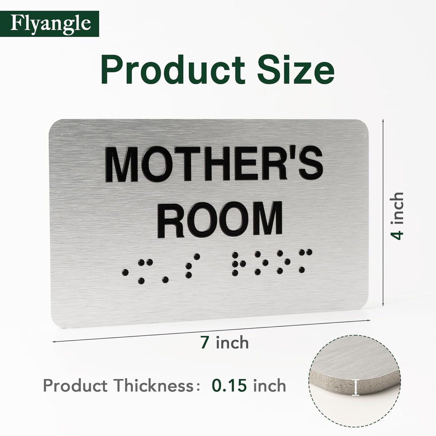 Elevator Room Signs for Business and Office Sign, ADA Signs with Raised Text & Grade 2 Braille, Easy Installation with Adhesive Pad – Brushed Aluminum/Silver