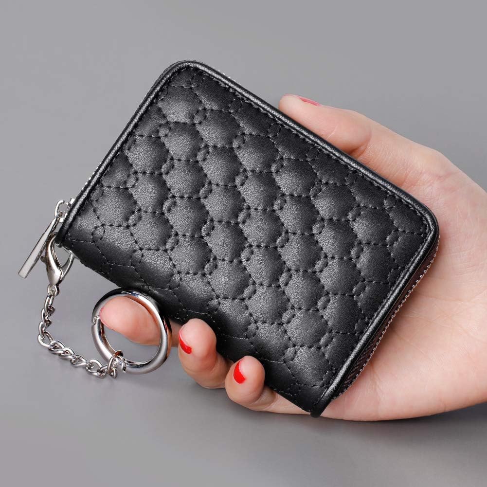 FurArt Zipper Wallet Women, RFID Blocking Credit Card Wallet, Business Card Holder, Compact Size KeyChain Wallet