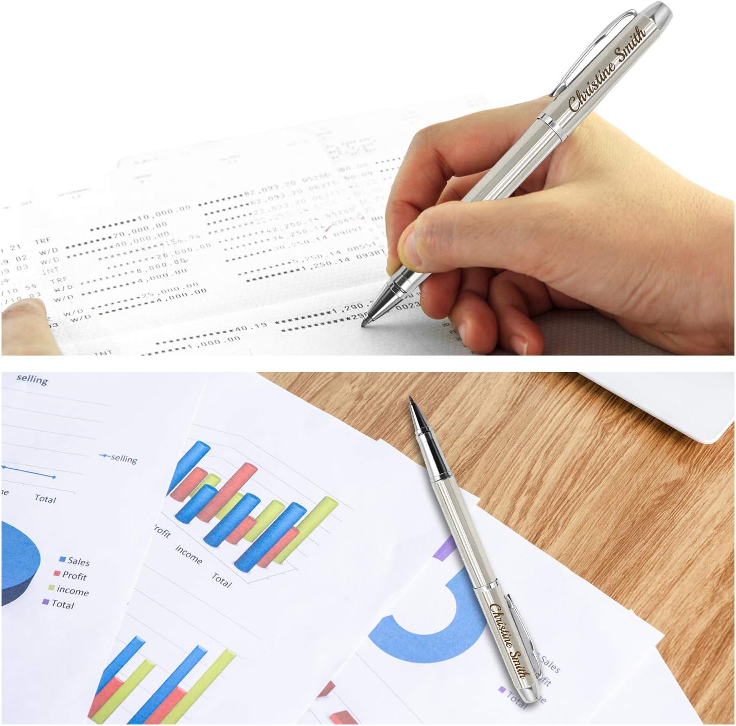 Amlion Personalized Pens Custom Engraved Pen with Name, Refillable Medium Refill, Personalized Gifts for Men Women