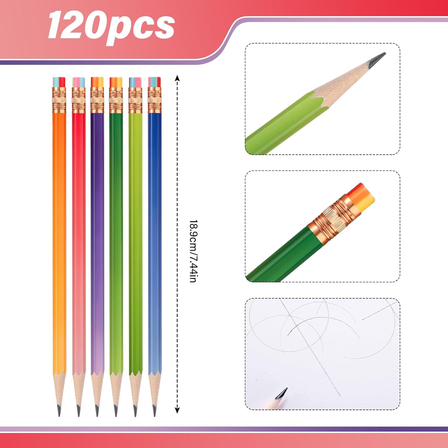 TecUnite 120 Pcs #2 HB Pencils with Eraser No 2 Unsharpened Wooden Hexagonal Pencils for Adults Gifts for School Exam art Learning Office Sketching(Gradient Color)