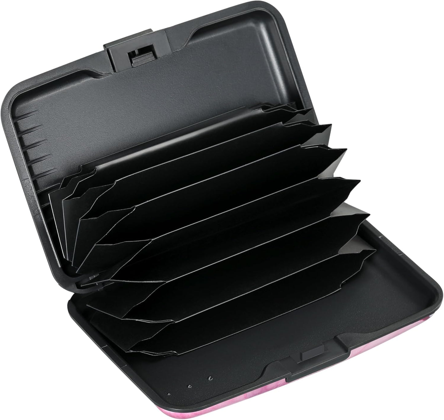 ELFISH Mini RFID Aluminum Wallet Credit Cards Holder Business Card Case Metal ID Case for Men Women(Pink Magnolia)