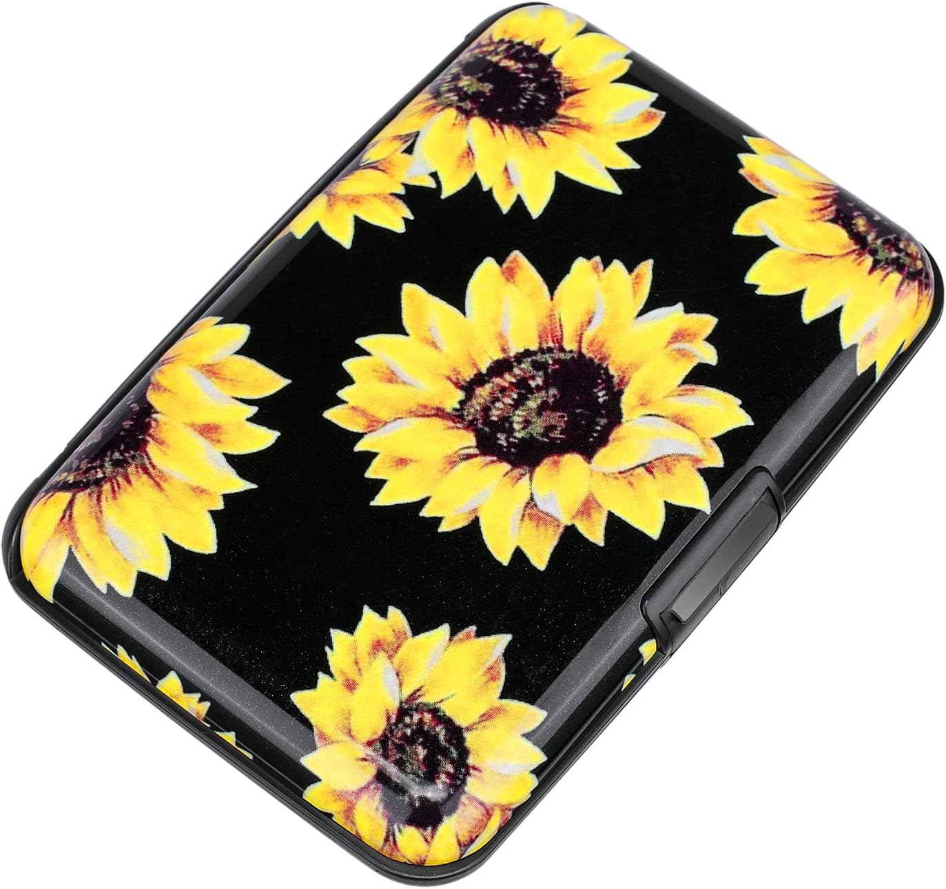 ELFISH Mini RFID Aluminum Wallet Credit Cards Holder Business Card Case Metal ID Case for Men Women (Yellow sunflower)