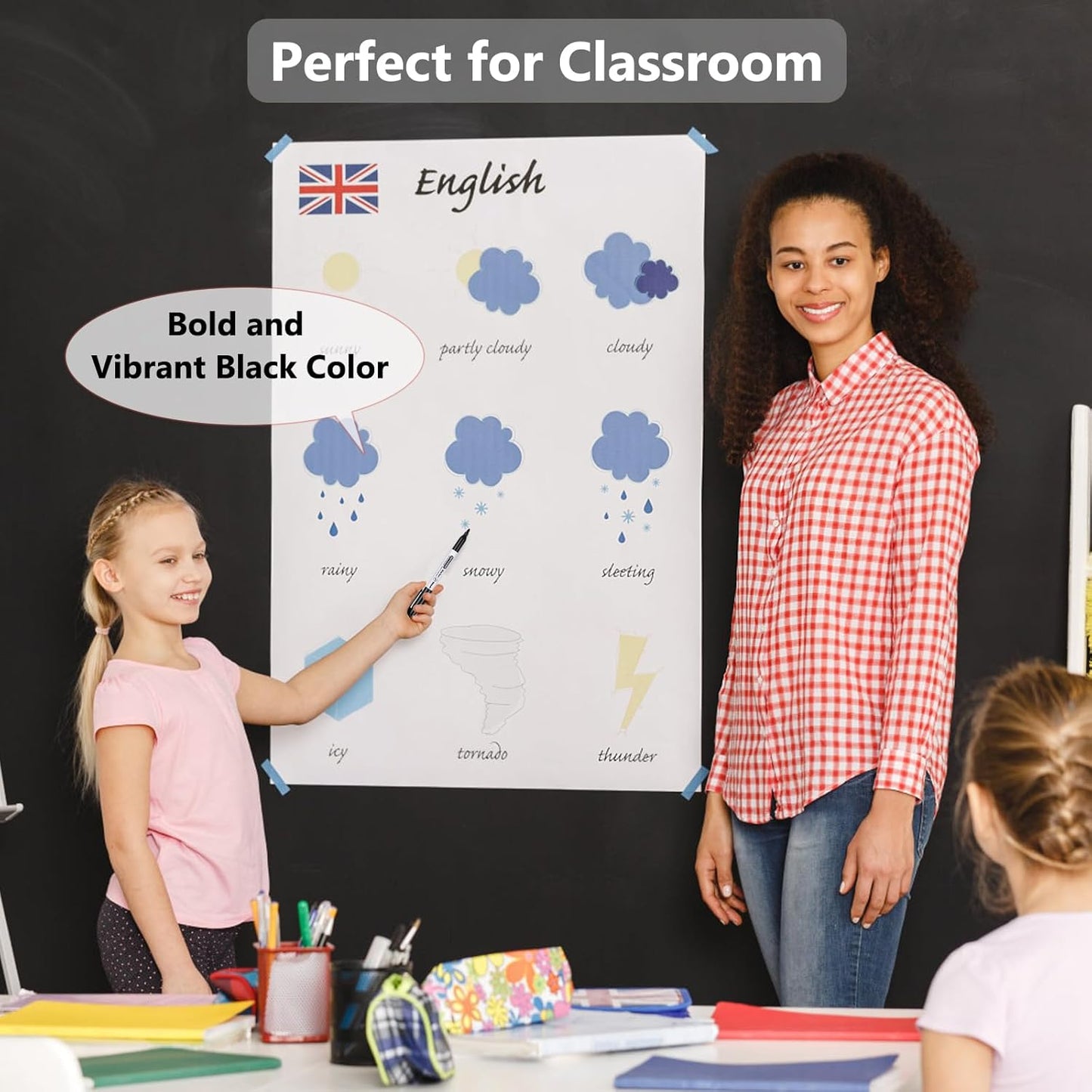 SFAIH Fine Tip Dry Erase Markers - 72 Pack Black Whiteboard Erasable Markers Bulk for Kids Adults, Ideal for Classroom School Office Home Use on White Board, Non-Toxic Easy Clean