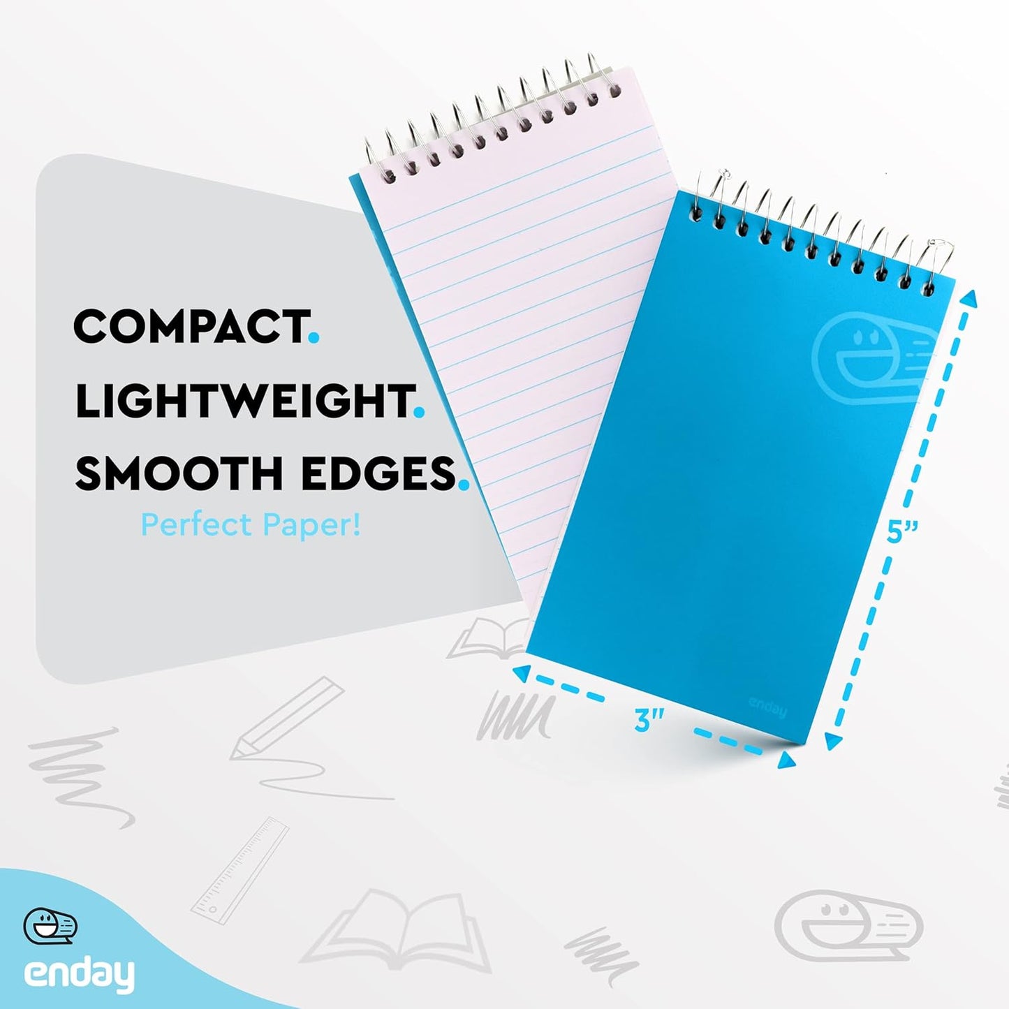 Enday Pocket Notebook, Small Notebooks 3 x 5 Top Bound Small Spiral Notebooks, Memo Pad for Home Office Accessories, 75 Sheets, Mini Notepad in Pink, Purple, Green, Blue, Red, Grey (6 Pack)