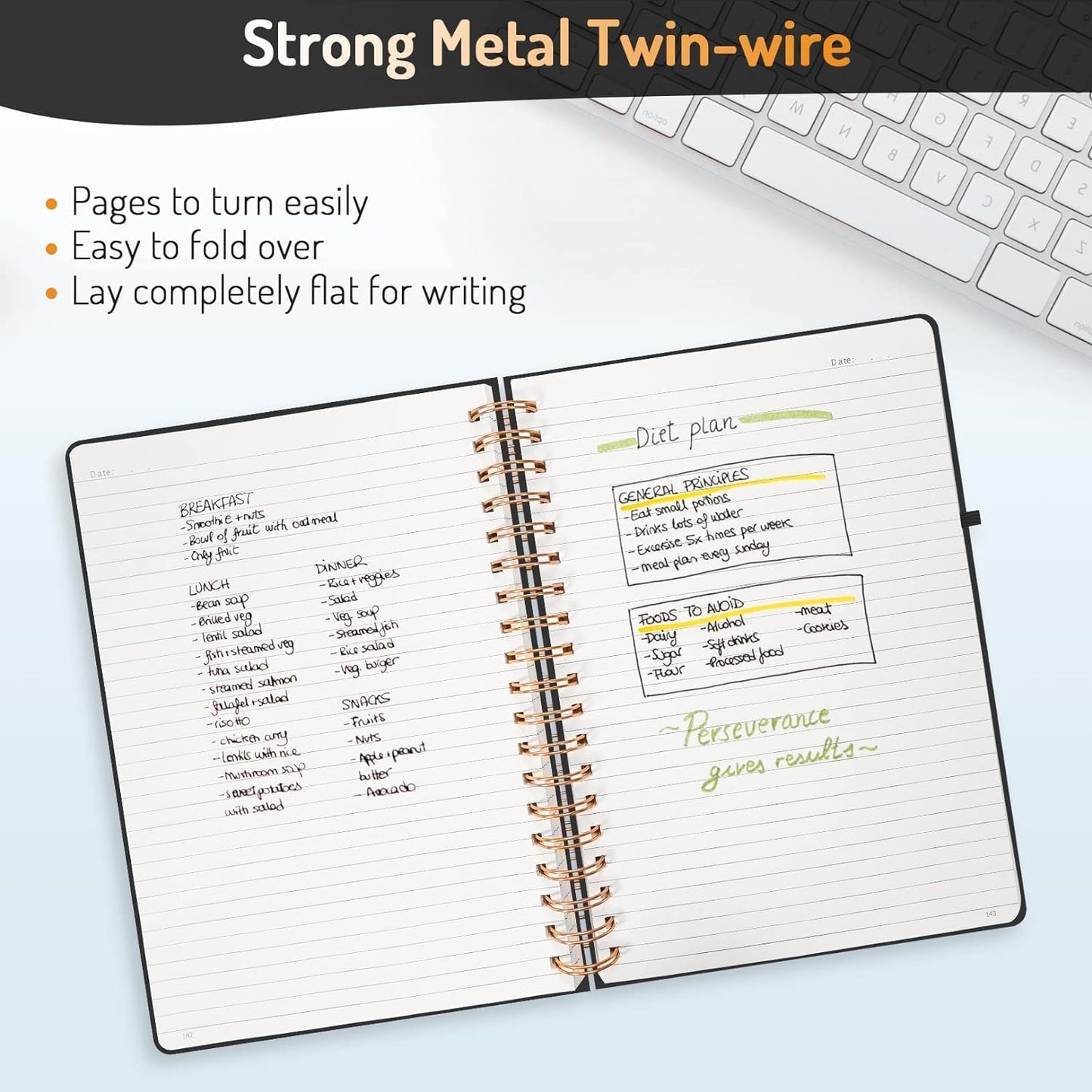 Forvencer Lined Spiral Journal Notebook with 300 Numbered Pages, B5 College Ruled Thick Journals for Writing with 100GSM Paper, Hardcover Notebooks with Contents for Work, School,olive green