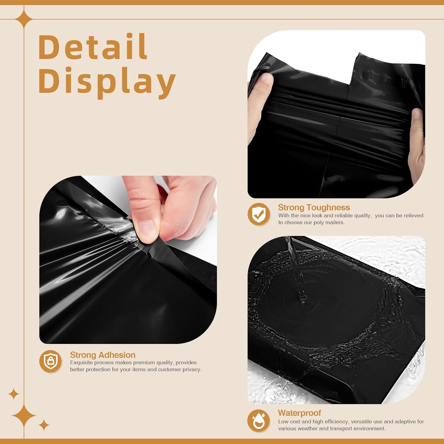 Fuxury Poly Mailers Large 24x36" 25 Pcs, XXL Shipping Bags Bulk for Clothing, Strong Adhesive Shipping Envelopes for Small Business Suppliers,Waterproof Mailers 2.5mil Poly Bag Mailing Envelopes Black